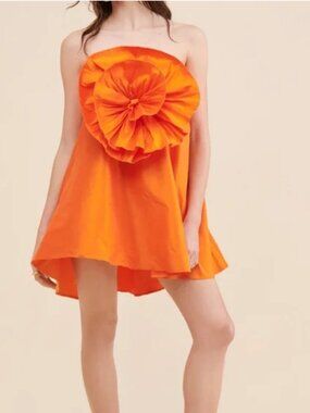 Anthropologie Boyko Strapless Mini Orange Dress size S